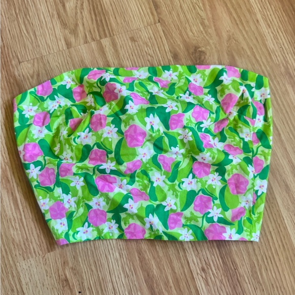 Lilly Pulitzer Floral Tube Top Crop Top Size 4 - Picture 1 of 3